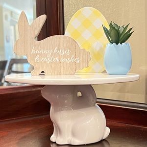 Adorable 4 piece Bunny Tiered Tray and Decor Perfect addition to Easter & Spring